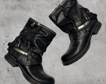 Vintage Archival Belted Faux Leather Boots | Size 39