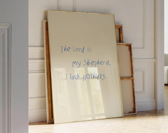 Christian Nursery Print | blue boys room the lord is my shepherd psalm 23 | Digital Print
