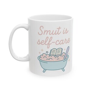 Self-Care Ceramic Mug with Fun Design, Coffee Cup, Self-Love Gift, Bath Time Vibe, Relaxation Mug, Gift for Book Lovers