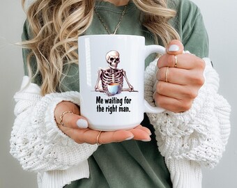 Koffiemok Skeleton Love, spookachtig Halloweendecor, unieke keramische mok