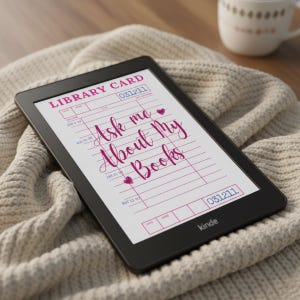 Kindle Skärmsläckare: Fråga mig om mina böcker - Kompatibel med Kindle Colorsoft och Paperwhite