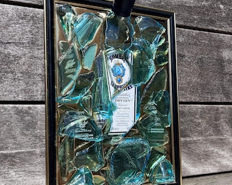 Epoxy Resin Gin Bottle Decor – Handmade Broken Glass Design