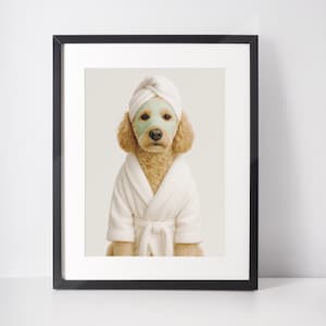 Goldendoodle Spa Wall Art, Funny Dog Bathroom Print, Spa Day Digital Download, Dog Lover Gift, Printable Pet Decor, Cute Puppy Bathroom Art