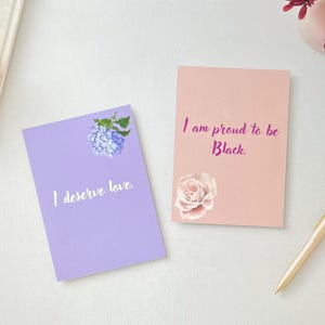 40 tarjetas de afirmaciones para mujeres y niñas negras / Afirmaciones diarias del mes / Impulsores de positividad y confianza / Tarjetas imprimibles