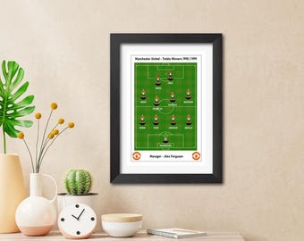 Manchester United - 1998 / 1999 Treble Winners Subbuteo Print