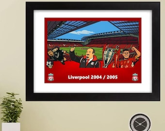 Liverpool - 2005 Champions League Winners Cartoon Print