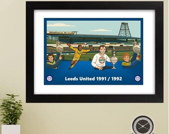 Leeds United - 1991 / 1992 1st Division Winners Cartoon Print