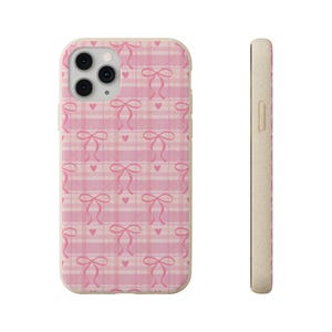 Pink Bow Plaid Phone Case | Biodegradable Phone Case