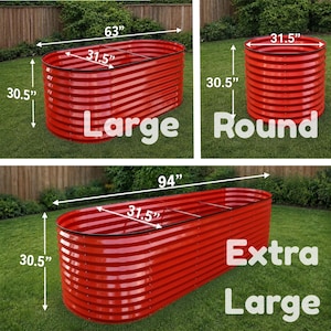 Red / Orange (Vermilion) Metal Raised Garden Beds - Extra Tall Galvanized Steel Planters - 3 Sizes To Choose From