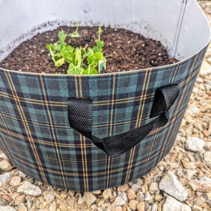 20 Gallon Plaid Grow Bag, Heavy Duty Green and Yellow Fabric Pot with Handles