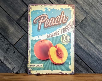 Original Vintage Fruit Peach Advertising Sign Paper Banner 1950s