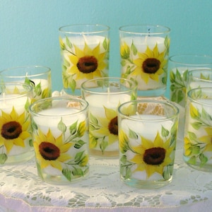 50 Sunflower Votive Wedding Favor each hand painted great for wedding or party favors