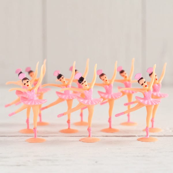 Miniature Ballerina Figures - 10 Tiny Pink Ballet Dancer Craft Figurines
