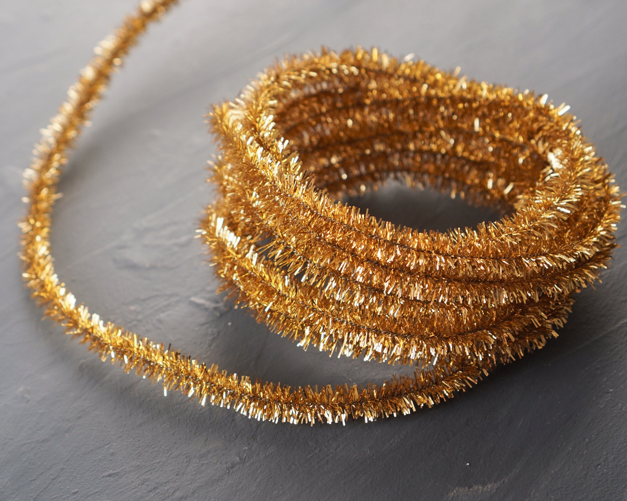 Gold Pipe Cleaner Roping - Wired Metallic Lurex Craft Trim, 3 Yds.