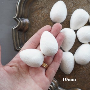 Spun Cotton Eggs, Select by Size, 12mm 60mm Vintage-Style Craft Shapes 40mm: 12 Pcs.