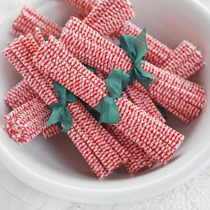 Scovolini a setole rigide - steli in ciniglia a strisce color bastoncino di zucchero rosso e crema, confezione da 36