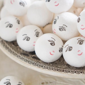 Spun Cotton Heads: CHARM 30mm Vintage-Style Cotton Doll Heads with Faces, 12 Pcs. image 6