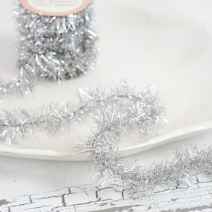 Klatergoudslinger - vintage zilveren kerstversiering, spoel van 12 voet