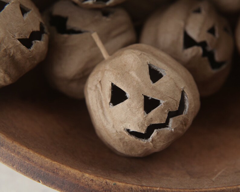 Paper Mache JackO'Lanterns 3 Rustic Halloween Craft Etsy