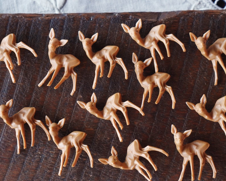 Miniature Plastic Deer One Dozen Tiny German Craft Figurines image 1