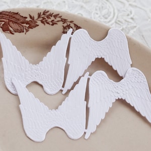 Paper Angel Wings - Embossed White Die Cut Dresden Paper Wings, 4 Pcs.