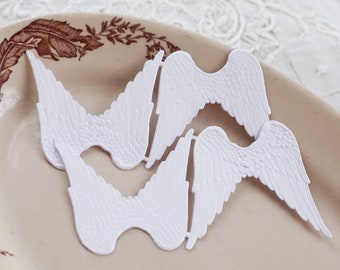 Embossed Paper Angel Wings: White Dresden Die Cuts, 4 Pcs