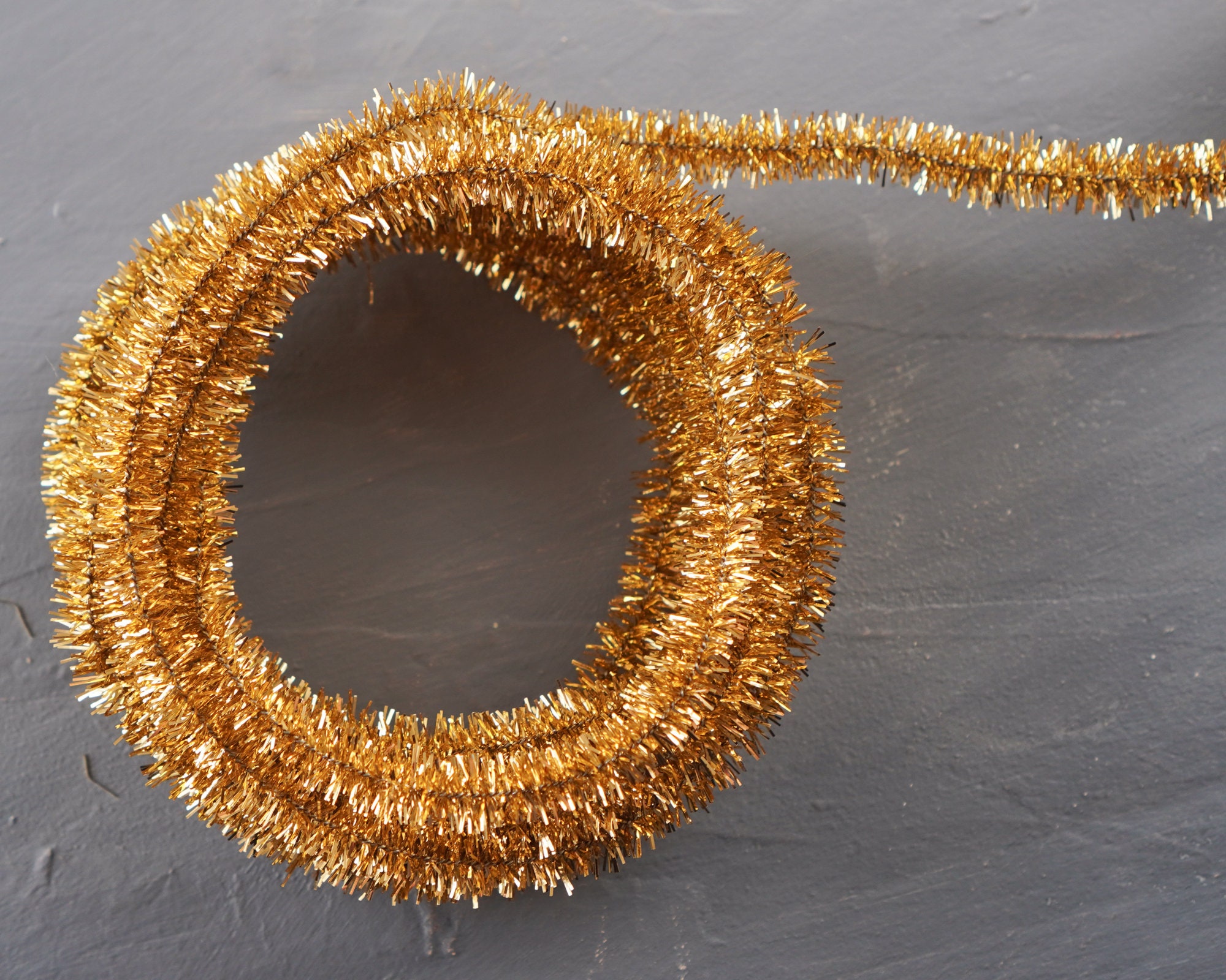 Gold Pipe Cleaner Roping - Wired Metallic Lurex Craft Trim