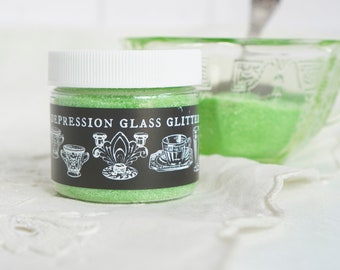 Depression Glass Glitter, Lime Green - Translucent Fine Grain German Glass Glitter