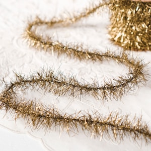 Tinsel Garland Aged Gold Vintage Style Christmas Trim, 12 Foot Spool image 5