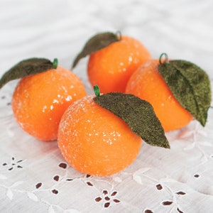 Sugared Oranges - Vintage Style Spun Cotton Christmas Ornaments, 4-Pc. Boxed Set