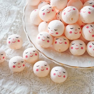 Mini Angel Heads: JOY - 18mm Cream Vintage-Style Spun Cotton Doll Heads, 12 Pcs.