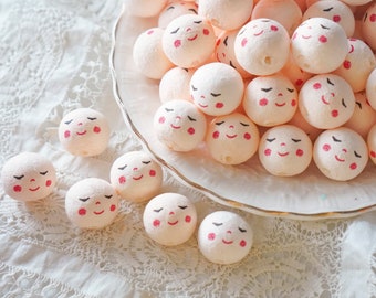 Mini Angel Heads: JOY - 18mm Cream Vintage-Style Spun Cotton Doll Heads, 12 Pcs.