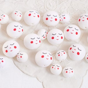 Spun Cotton Heads: SWEET ANGEL - Vintage-Style Cotton Angel Heads with Faces, 12 Pcs.