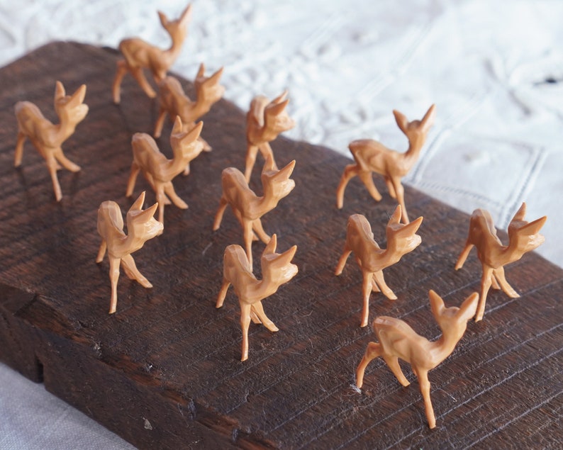 Miniature Plastic Deer One Dozen Tiny German Craft Figurines image 9