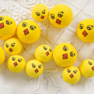Spun Cotton Bird Craft Heads with Vintage-Style Yellow Chick Faces