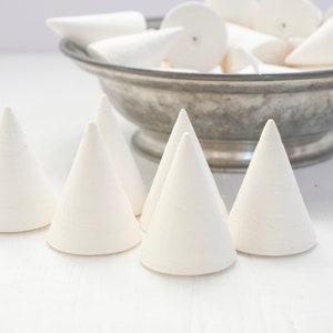 Pointy Spun Cotton Cones, 60 x 45mm Cone Craft Shapes, 6 Pcs. image 1