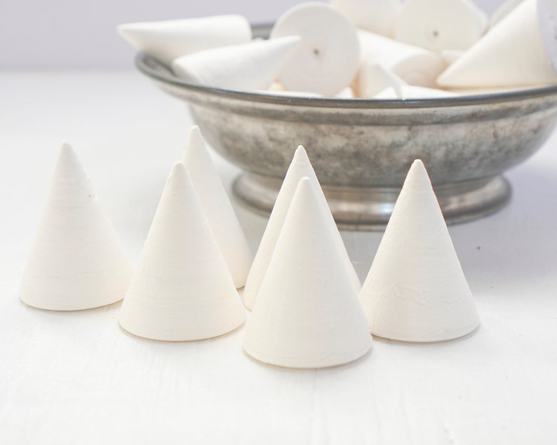 Pointy Spun Cotton Cones, 60 x 45mm Cone Craft Shapes, 6 Pcs. image 1