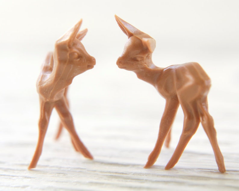 Miniature Plastic Deer One Dozen Tiny German Craft Figurines image 5