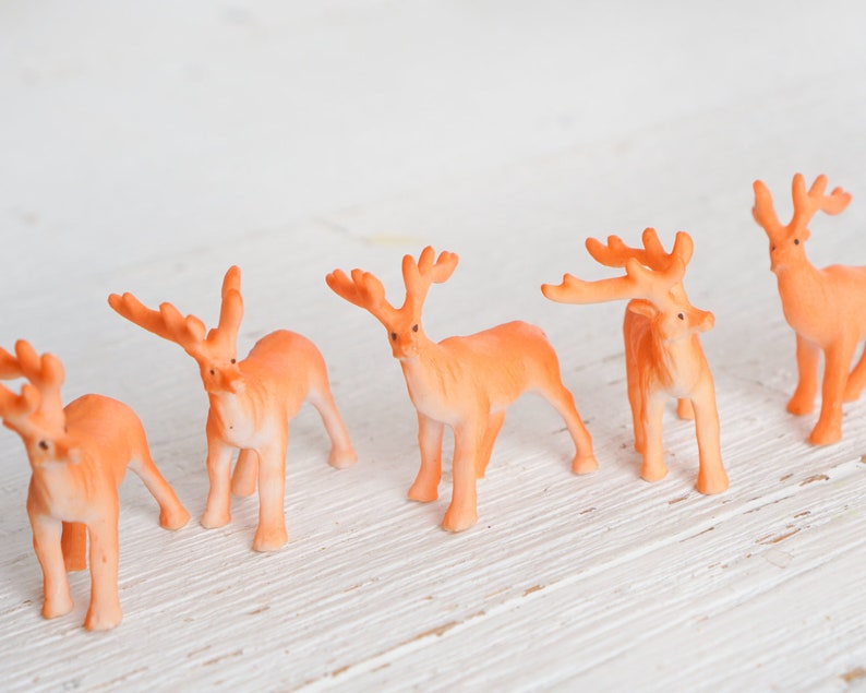 Reindeer Figurines 6 Miniature Plastic Deer for Crafts Etsy