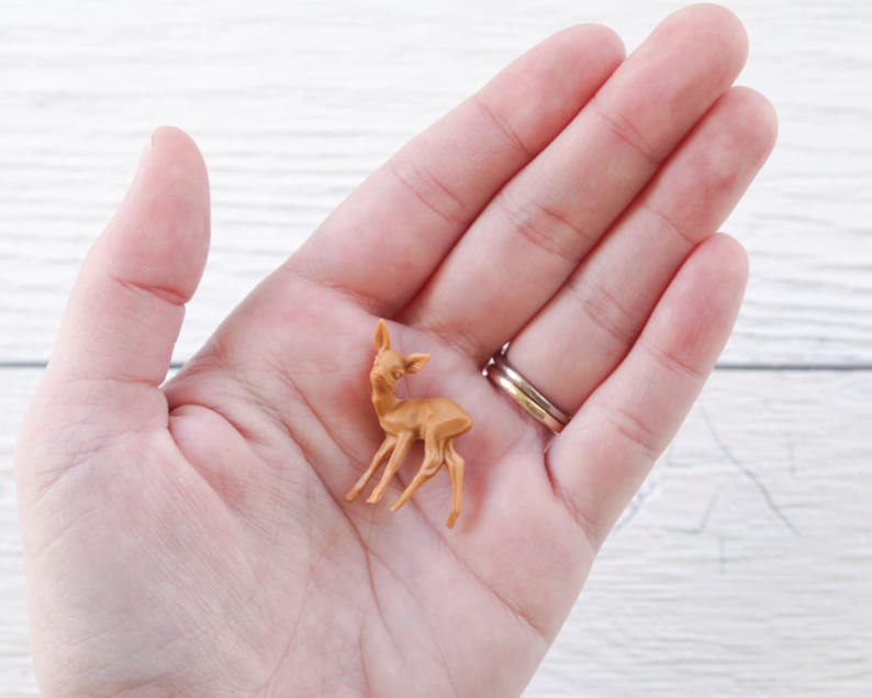 Miniature Plastic Deer One Dozen Tiny German Craft Figurines image 2