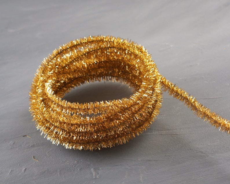 Gold Pipe Cleaner Roping Wired Metallic Lurex Craft Trim 3 Etsy