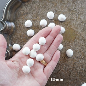 Spun Cotton Eggs, Select by Size, 12mm 60mm Vintage-Style Craft Shapes 15mm: 100 Pcs.