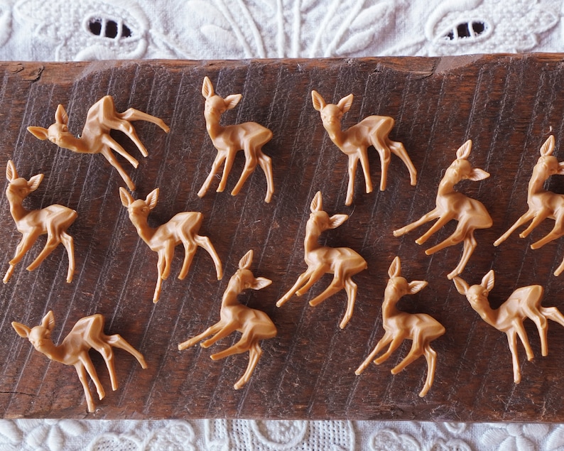 Miniature Plastic Deer One Dozen Tiny German Craft Figurines image 7