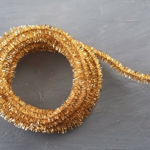Gold Pfeifenreiniger Seil - Geflochtene Metallic Lurex Zierleiste, 3 Meter.