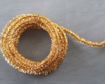 Gold Pipe Cleaner Roping - Wired Metallic Lurex Craft Trim, 3 Yds.