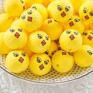 Spun Cotton Bird Craft Heads with Vintage-Style Yellow Chick Faces image 6