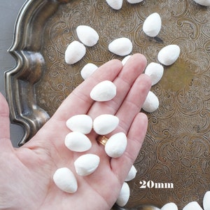 Spun Cotton Eggs, Select by Size, 12mm 60mm Vintage-Style Craft Shapes 20mm: 100 Pcs.