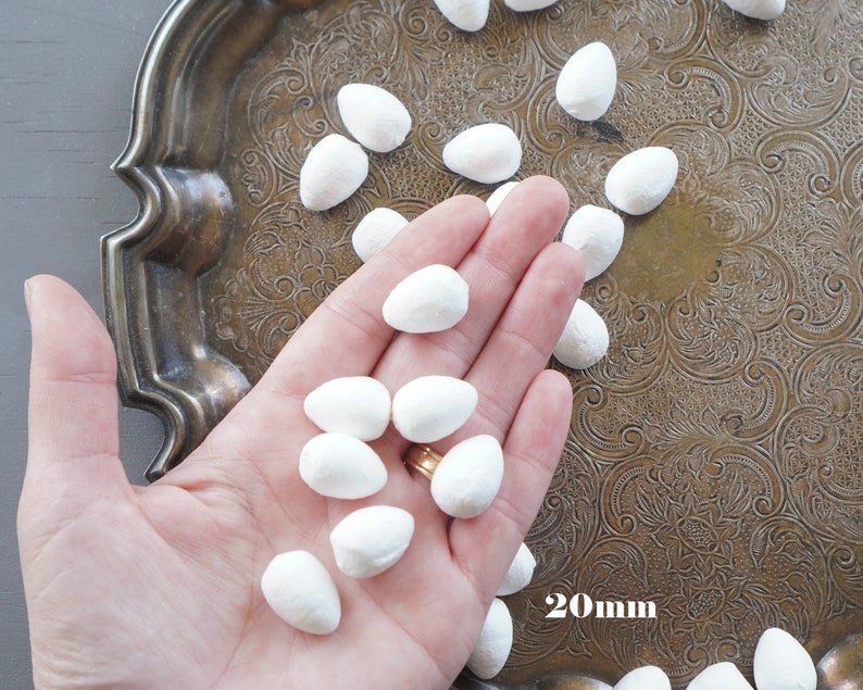 Spun Cotton Eggs, Select by Size, 12mm 60mm Vintage-Style Craft Shapes 20mm: 100 Pcs.