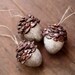 Acorn Ornaments, Silver Shimmer, Rustic Woodland Decor - Set of 3