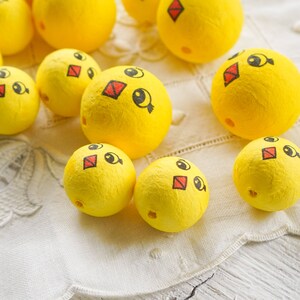 Spun Cotton Bird Craft Heads with Vintage-Style Yellow Chick Faces image 3